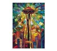 1000pcs(38x26cm) S Jigsaw Puzzle for Teenagerss Stained Glass Seattle Skyline-1 Jigsaw for Adults Fun Games A Work of Art Fun at Home Activities, 1000pcs(38x26cm) S