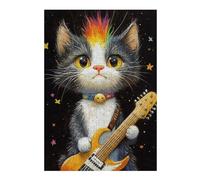 1000pcs(38x26cm) S Jigsaw Puzzles Colorful Cat Guitarist Artwork Jigsaw Puzzle Hands-on Game Perfect Decoration Unique Gifts for Birthday And Christmas 1000pcs(38x26cm) S