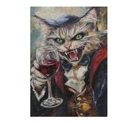 1000pcs(38x26cm) S Jigsaw Puzzles Dracula Cat with Wine Glass Jigsaw Puzzle Hands-on Game Perfect Decoration Unique Gifts for Birthday And Christmas 1000pcs(38x26cm) S