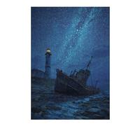 1000pcs(38x26cm) S Jigsaw Puzzles for Adults Jigsaw Shipwrecked Lighthouse Under Starry Sky Puzzles for Adults Family Game Home Decoration Christmas Birthday Gifts 1000pcs(38x26cm) S