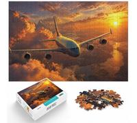 1000pcs (40x28cm) 1000 Piece Jigsaw, Plane Sunset, Holiday Puzzle Gift | For screen-free Christmas time, this 1000-piece jigsaw puzzle for adults offers 1000 pieces for the Christmas break.