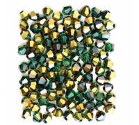 1000pcs 4mm Bicone Crystal Beads Bulk Beaded Wholesale Beads Mix Lot Faceted Crystal Glass Beads Beads for Jewelry Making (Green Golden)