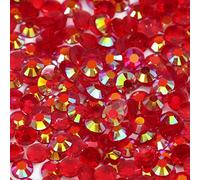 1000pcs 4mm Flat Back Non-Stick Rhinestone Crystal Diamantes Nail Art & Craft Scrapbooking Embellishments 90 Available Colours (4mm, AB Glassy Red #A41)