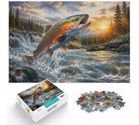 1000pcs (52x38cm), 1000 Piece Adult Jigsaw, Wild River Atlantic Salmon | For a useful gift beyond Christmas Day, this adult jigsaw puzzle with 1000 pieces offers a longer activity for the holidays.
