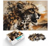 1000pcs (52x38cm) 1000 Piece Jigsaw, Hissing Cheetah Ink Wash, Winter Gift | For Christmas holidays spent indoors: 1000-piece jigsaw puzzle for adults offers 1000 pieces for the Christmas break.