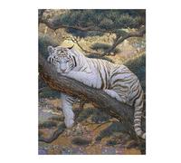 1000pcs(52x38cm) Adult Pieces Jigsaw Puzzle White Tiger Resting on Tree Branch Jigsaw Puzzle Relaxing Games Stress Reliever Gifts for Friends And Family 1000pcs(52x38cm)