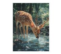 1000pcs(52x38cm) Adult Puzzles Deer Drinking Water in Forest Jigsaw for Adults Brain Teaser Game For Family Fun Gifts for Friends And Family 1000pcs(52x38cm)