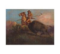 1000pcs(52x38cm) Jigsaw Puzzles- Bison Attacking Indian Teenagers Puzzles Relaxing Games Improve Memory Deal As Gifts for The Whole Family 1000pcs(52x38cm)