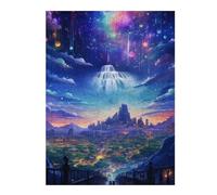 1000pcs(52x38cm) Jigsaw Puzzles Fantasy Cityscape with Rainbow Skyfall Puzzles for Adults Relax Games Perfect Decoration Unique Birthday And Xmas Gifts 1000pcs(52x38cm)