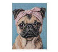 1000pcs(52x38cm) Jigsaw Puzzles for Adults Jigsaw Charming Pug with Pink Bandana Puzzles for Adults Family Game Home Decoration Christmas Birthday Gifts 1000pcs(52x38cm)