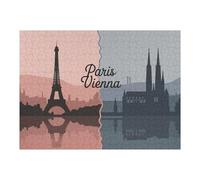 1000pcs(52x38cm) Jigsaw Puzzles for Adults Paris And Vienna Skyline Silhouette Adult Jigsaw Puzzle Toy Wall Decor Staycation Kill Time Birthday And Unique Gifts 1000pcs(52x38cm)