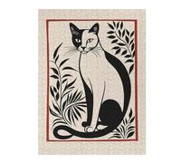 1000pcs(52x38cm) Rompecabezas Para Adolescentes Black And White Cat Illustration Rompecabezas Para Adultos Juego Práctico Desafío Difícil Desafío Educativo 1000pcs(52x38cm)