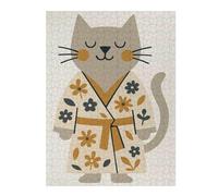 1000pcs(52x38cm) Rompecabezas Para Adolescentes Cat in Floral Robe Illustration Rompecabezas Para Adultos: Un Juego Práctico, Divertido Y Con Un Toque De Humor, Un Reto Educativo 1000pcs(52x38cm)
