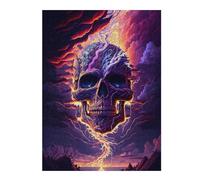 1000pcs(52x38cm) Rompecabezas Para Adolescentes Electric Skull Art Print Rompecabezas Para Adultos Juego Familiar Una Obra De Arte Regalos Únicos Para Cumpleaños