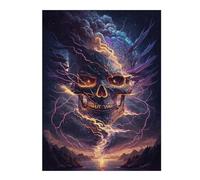 1000pcs(52x38cm) Rompecabezas Para Adolescentes Electric Storm Skull Artwork Rompecabezas Para Adultos Juego Familiar Una Obra De Arte Regalos Únicos Para Cumpleaños