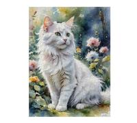 1000pcs(52x38cm) Rompecabezas Para Adolescentes Fluffy White Cat Garden Rompecabezas Para Adultos Juguetes Antiestrés Para La Diversión Familiar Regalos Y Cumpleaños Únicos 1000pcs(52x38cm)