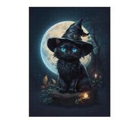 1000pcs(52x38cm) Rompecabezas Para Adolescentes Halloween Witch Cat Moon Rompecabezas Familiar Juego Regalos Para Mujeres Diversión En Casa Actividades, 1000pcs(52x38cm)