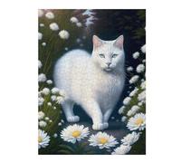 1000pcs(52x38cm) Rompecabezas Para Adolescentes White Cat Daisy Garden Rompecabezas Juguetes Antiestrés Regalos Para Mujeres Es Ideal Como Regalo 1000pcs(52x38cm)