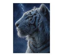 1000pcs(52x38cm) Rompecabezas Para Adolescentes White Tiger Portrait Under Starry Sky Rompecabezas Para Adultos Juego Práctico Regalos Para Aliviar El Estrés Para Amigos Y Familiares 1000pcs(52x38cm)
