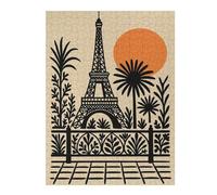 1000pcs(52x38cm) Rompecabezas Para Adultos, Regalos Eiffel Tower Illustration with Tropical Plants Rompecabezas Para Adultos, Juegos Familiares, Regalo De Cumpleaños, Regalos, 1000pcs(52x38cm)