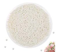 1000Pcs 6mm Ivory Fake Pearl Beads for Crafting, Jewelry Making, Bracelets, Necklaces, Hair Accessories and Embroidery Small Sew on Beads with Holes for DIY Crafts