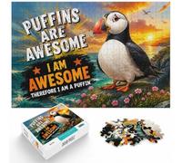 1000pcs (70x50cm) 1000 Piece Jigsaw, Atlantic Puffin, New Year Gift | Adult jigsaw puzzle with 1000 pieces; fits quiet afternoons; for puzzle fans who enjoy a patient challenge.
