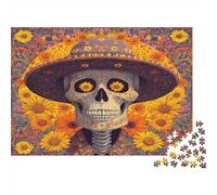 1000pcs (75x50cm) Beautiful Skull Portrait Puzzle Mexican Sombrero DIY-Puzzle Für Erwachsene