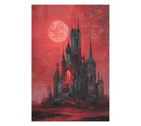1000pcs(75x50cm) Jigsaw Puzzle for Teenagerss Gothic Castle with Blood Moon Jigsaw for Adults Fun Games A Work of Art Fun at Home Activities, 1000pcs(75x50cm)