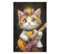 1000pcs(75x50cm) Jigsaw Puzzles Colorful Kitten Guitarist Jigsaw Puzzle Hands-on Game Perfect Decoration Unique Gifts for Birthday And Christmas 1000pcs(75x50cm)
