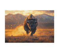 1000pcs(75x50cm) Jigsaw Puzzles for Adults Charging Bison at Sunset Adult Puzzles Hands-on Game A Work of Art Unique Gifts for Birthday And Christmas 1000pcs(75x50cm)