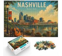 1000pcs (75x50cm), Picture Puzzle, 1000 Pieces, Nashville Tennessee Travel Poster
