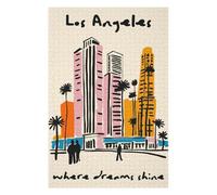 1000pcs(75x50cm) Rompecabezas Para Adolescentes Los Angeles Skyline Illustration Rompecabezas Para Adultos Juego Práctico Regalos Para Aliviar El Estrés Para Amigos Y Familiares 1000pcs(75x50cm)