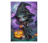 1000pcs(75x50cm) Rompecabezas Para Adultos Halloween Witch with Jack-o'-lantern-1 Rompecabezas Para Adultos Juegos Divertidos Decoración De Pared Desafiante De Completar 1000pcs(75x50cm)