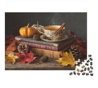 1000pcs (75x50cm) Spiced Tea, Books, Pumpkin Leaves, Pine Cones Puzzle DIY-Puzzle Für Erwachsene
