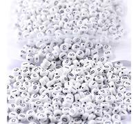 1000pcs Acrylic Alphabet Bead Flat Round 4x7mm Letter A-Z and Number Beads for DIY Jewelry Making Bracelets Key Chains Necklaces Mobile Phone Chain (White Mixed Number 0-9-1000P)