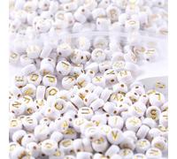 1000pcs Acrylic Alphabet Bead Flat Round 4x7mm Letter A-Z and Number Beads for DIY Jewelry Making Bracelets Key Chains Necklaces Mobile Phone Chain (Gold Mixed Letter A-Z -1000P)