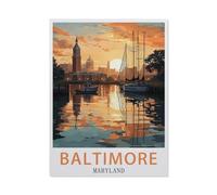 1000Pcs,Baltimore Maryland Vintage Travel Poster,Jigsaw Adult Decompression Game Puzzle Students Toy for Children Christmas Birthday Gifts-BA258-38x52cm