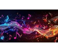 1000pcs Black Background with Music Notes Funny Jigsaw Puzzles for Adults Wooden Cartoon Art Stress Relief Games Birthday Gifts for Friends Boys and Girls