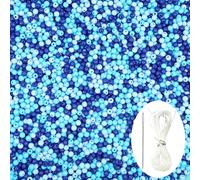 1000Pcs Blue Series Acrylic Round Beads, Smooth Plastic Spacer Beads Set with Beading Needle and 13Ft Elastic String Cord for Jewelry Making Bracelets Necklace Earring DIY Crafting Supplies - 6mm