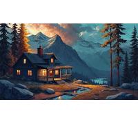 1000pcs Cabin in The Mountains at Sunset Funny Jigsaw Perfect for Brain Puzzle Lovers Vibrant Illustrations and Quality Piece Great Gift Idea Wooden Puzzles