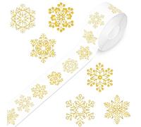 1000Pcs Christmas Gold Stickers Label Roll Snowflake Stickers Holiday Stickers, Christmas Stickers for Cards 1.5in, Xmas Winter Stickers Merry Christmas Gifts Envelope Decors 6 Styles