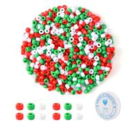 1000Pcs Christmas Pony Beads, Christmas Round Plastic Beads Xmas Pony Red Green White Bracelets Necklace s Earrings Crafts DIY (Colorful Beads for Christmas)