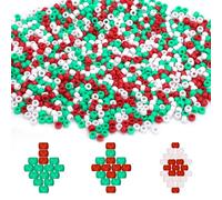 1000pcs Christmas Pony Beads, Cute Small Christmas Craft Beads Christmas Spacer Beads DIY Hair Beads Threading Beads for Xmas for Necklace Supplies(Red, Green, White)