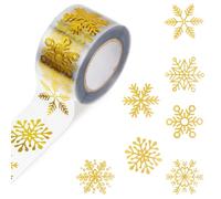 1000Pcs Clear Christmas Stickers Roll Round Foil Snowflake Stickers Self-Adhesive Christmas Snowflake Sticker Decals for Xmas Winter Holiday Envelopes Present Decor 6 Styles (Gold)