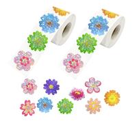 1000Pcs Colorful PET Flower Sticker Multicolored Floral Wrapping Labels for Kids Classroom Reward Journal Water Bottle Flower Transfers