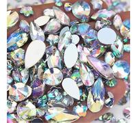 1000pcs Crystal AB Rhinestones for Crafts, Face Gems Jewels Art for DIY Costume Making Cosplay Clothes Nail Crafting Embellishments Gems Decorations (White AB)