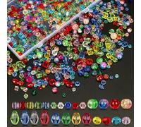 1000Pcs Crystal Glass Beads, 4/6/8 mm Glass Beads, Translucent Colored Crystal Bead, Faceted Loose Jewellery with Storage Box, for Jewelry Making, Bracelets, Necklaces, DIY Craft