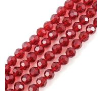1000pcs Czech Faceted Round Crystal Glass Loose Beads 4mm Small Tiny Spacers Bulk Siam Red for DIY Craft Jewelry Making CC2R405
