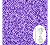 1000Pcs Dark Purple Acrylic Round Beads, Smooth Plastic Spacer Beads Set with Beading Needle and 13Ft Elastic String Cord for Jewelry Making Bracelets Necklace Earring DIY Crafting Supplies - 6mm
