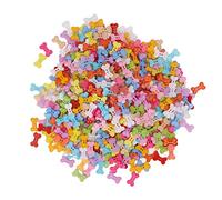 1000Pcs Dog Bone Buttons, Craft Buttons with 2 Holes, Bright Vivid Colors Cute Pet Bone Shape Plastic DIY Buttons for Sewing Knitting Scrapbooking Card Making